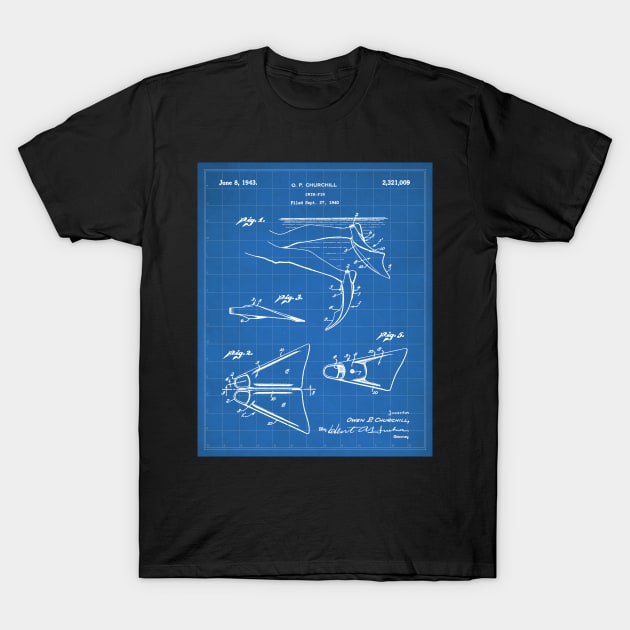 Scuba Diving Fins Patent - Deep Sea Diver Dive Coach Art - Blueprint T-Shirt by patentpress